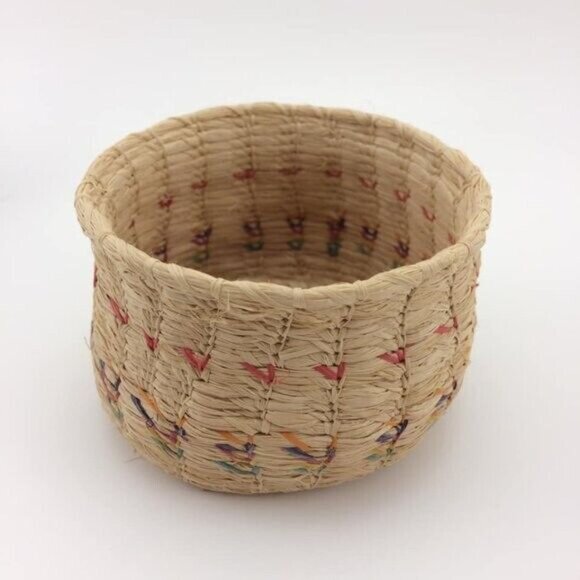 Handmade Woven Basket Woman Lady with Long Hair Figure Dress Folk Art 9" - Picture 10 of 16